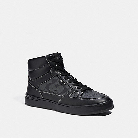 COACH CC736 Clip Court High Top Sneaker In Signature Canvas Black