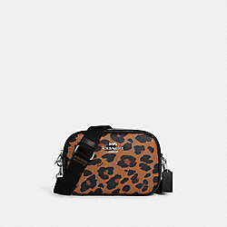 Jamie Camera Bag In Signature Canvas With Leopard Print - CC759 - Silver/Light Saddle Multi