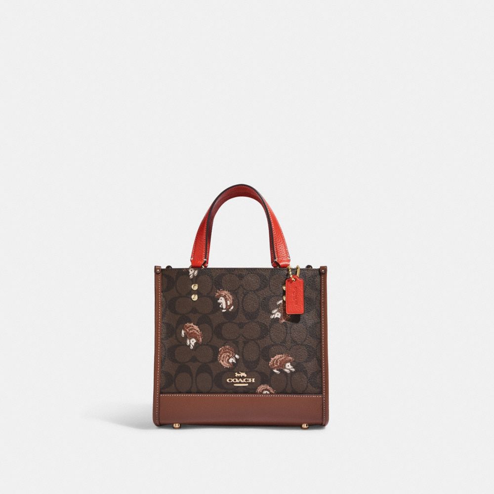 Dempsey Tote 22 In Signature Canvas With Hedgehog Print - CC769 - Gold/Brown Black Multi