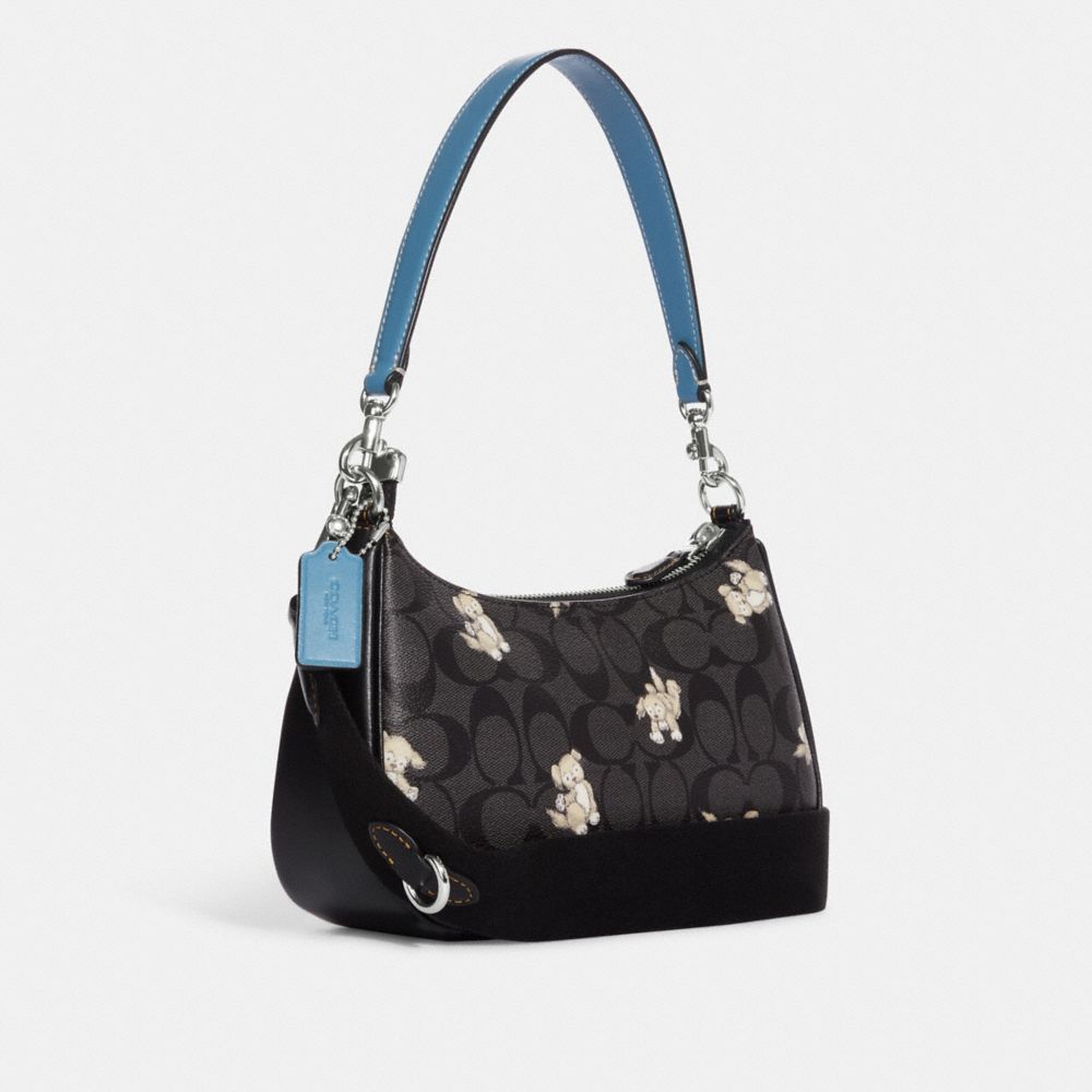 TERI SHOULDER BAG IN SIGNATURE CANVAS WITH HAPPY DOG PRINT