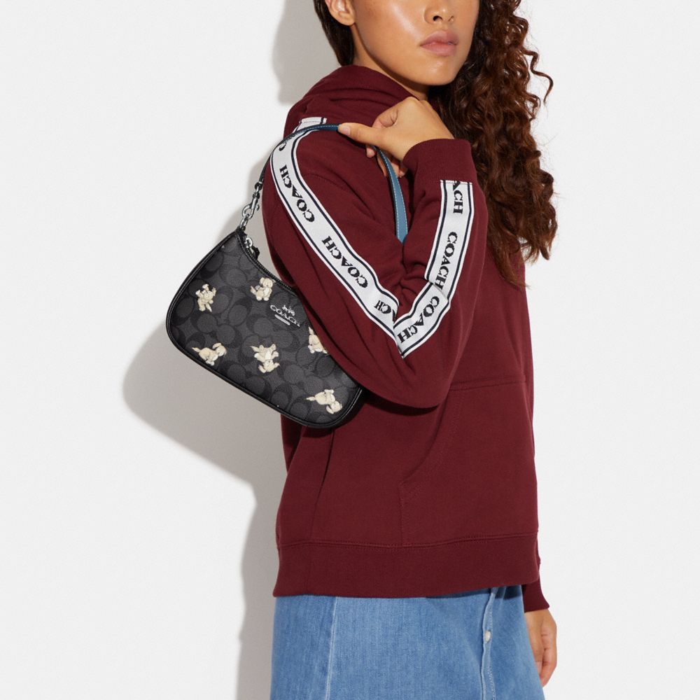 TERI SHOULDER BAG IN SIGNATURE CANVAS WITH HAPPY DOG PRINT