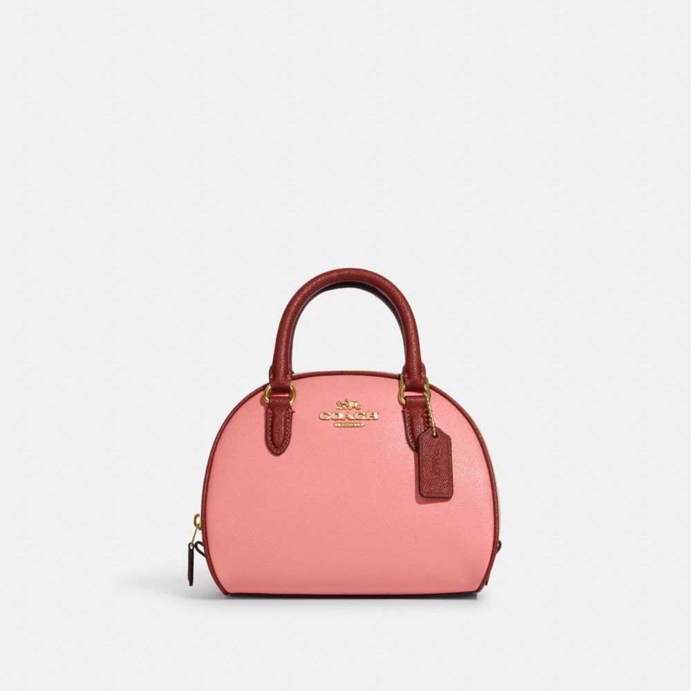 COACH CC784 Sydney Satchel In Colorblock GOLD/CANDY PINK MULTI