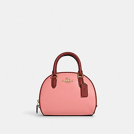COACH CC784 Sydney Satchel In Colorblock Gold/Candy Pink Multi