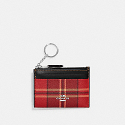 Mini Skinny Id Case With Tartan Plaid Print - CC808 - SV/Red/Black Multi