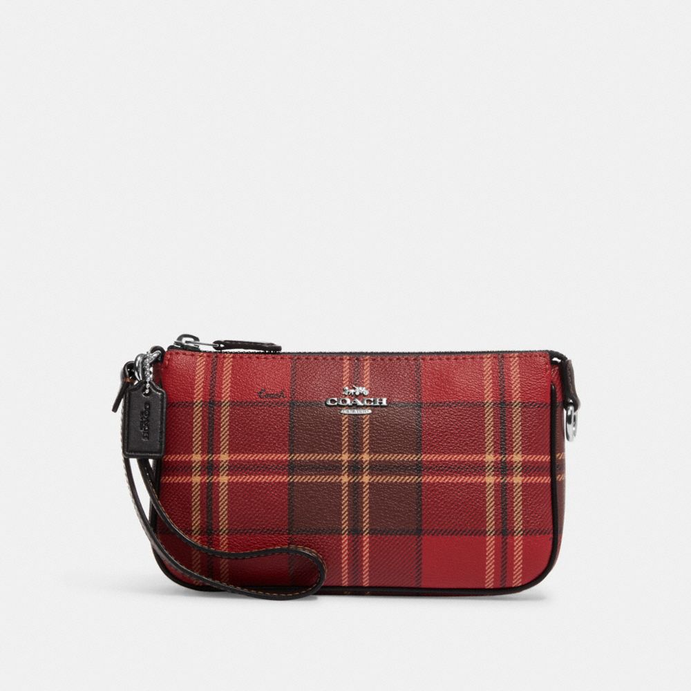 COACH CC809 Nolita 19 With Tartan Plaid Print SV/RED/BLACK MULTI