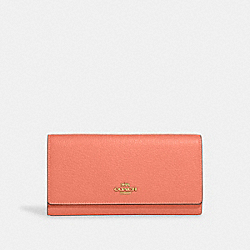 COACH CC815 Slim Trifold Wallet GOLD/LIGHT CORAL