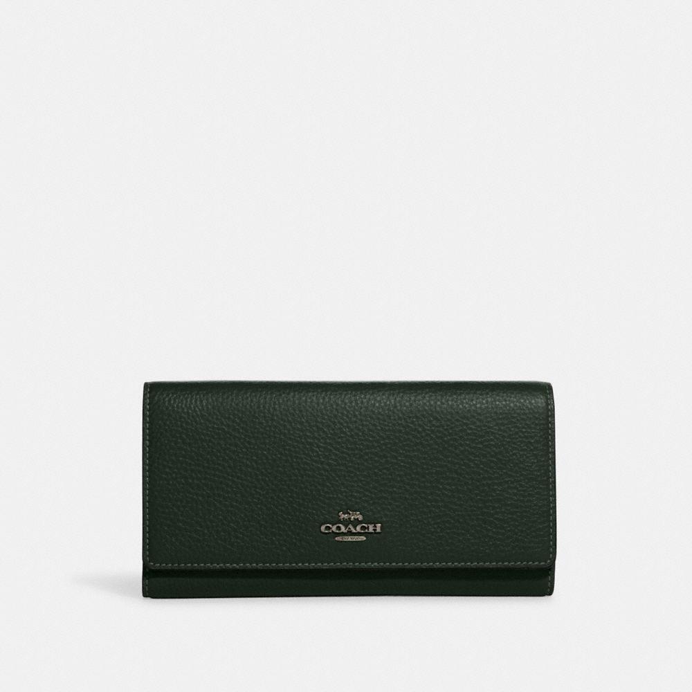 COACH CC815 Slim Trifold Wallet Gold/Amazon Green