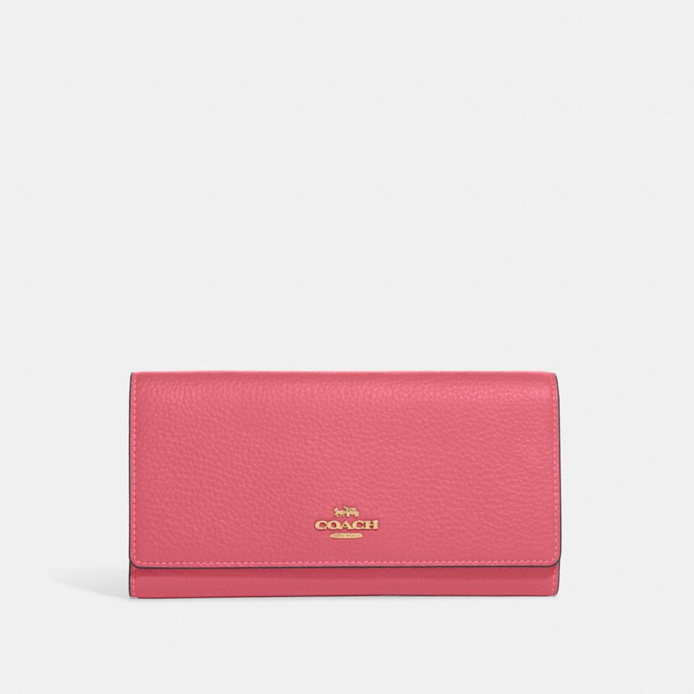 COACH CC815 Slim Trifold Wallet GOLD/WATERMELON