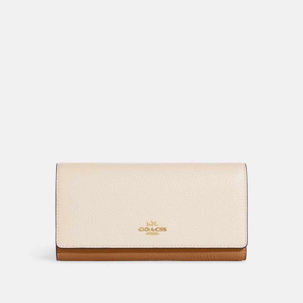 Slim Trifold Wallet In Colorblock - CC816 - IM/Ivory/Light Saddle Multi