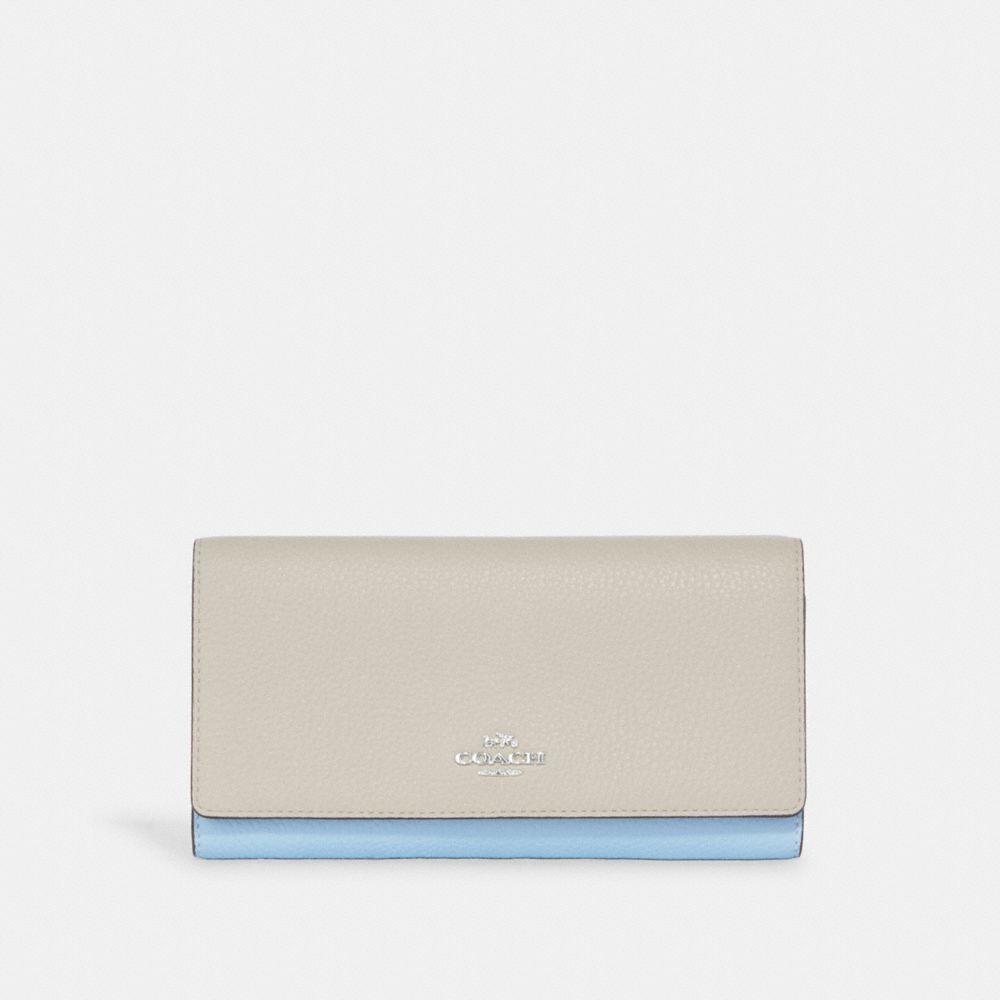 COACH CC816 Slim Trifold Wallet In Colorblock SILVER/CHALK/WATERFALL