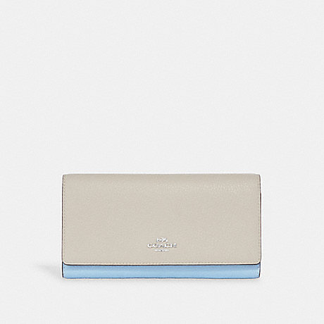 COACH CC816 Slim Trifold Wallet In Colorblock Silver/Chalk/Waterfall