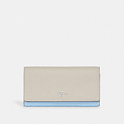 COACH CC816 Slim Trifold Wallet In Colorblock SILVER/CHALK/WATERFALL