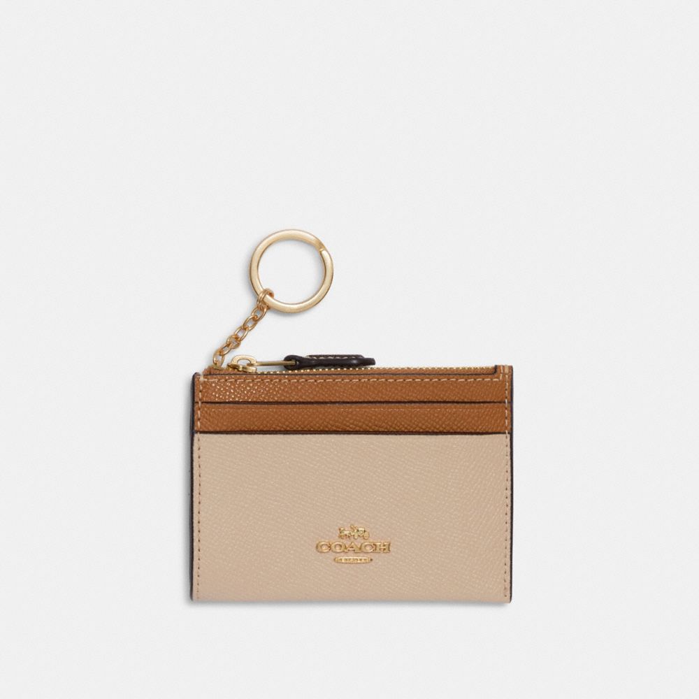 Mini Skinny Id Case In Colorblock - CC821 - IM/Ivory/Light Saddle Multi