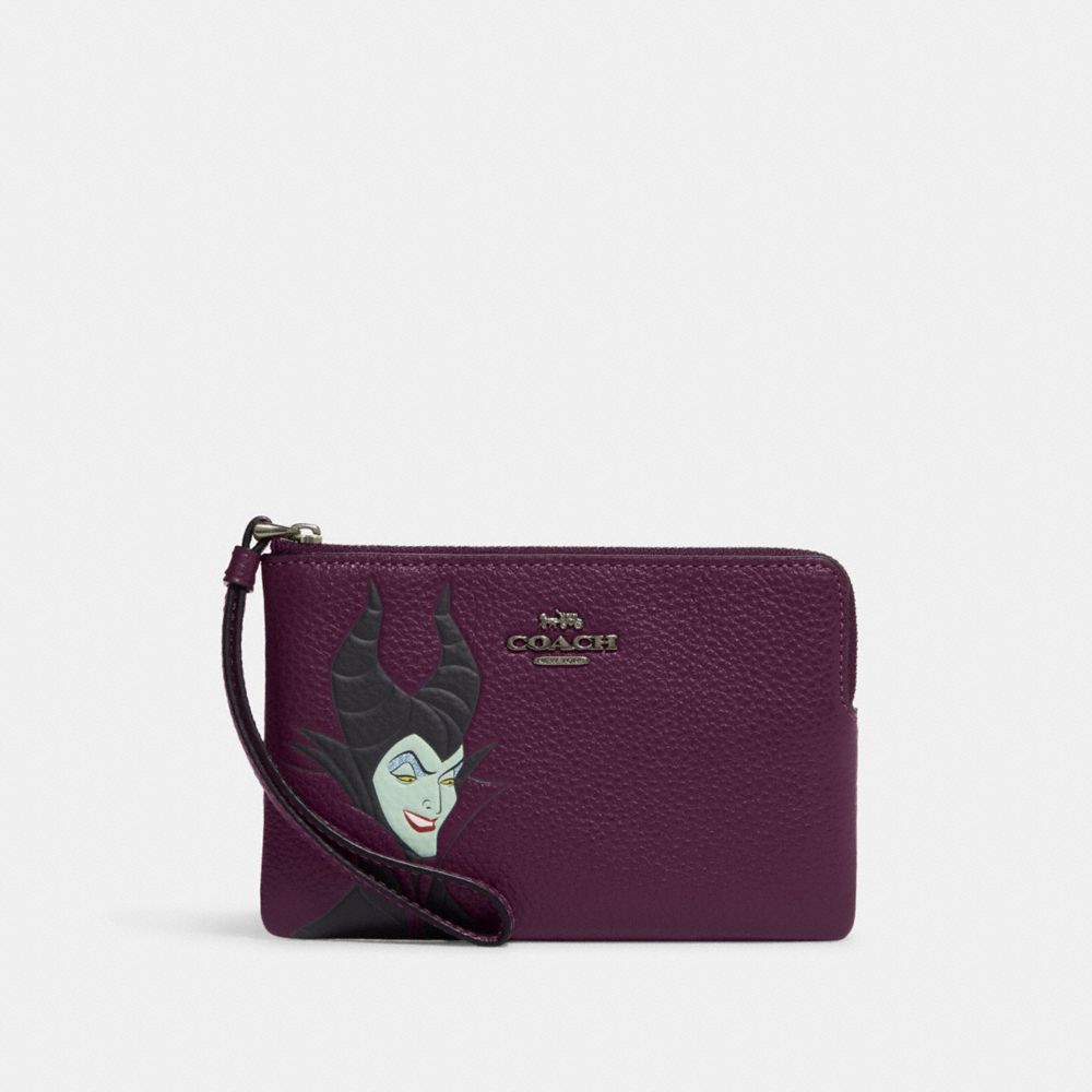 Disney X Coach Corner Zip Wristlet With Maleficent Motif - CC828 - QB/Boysenberry Multi