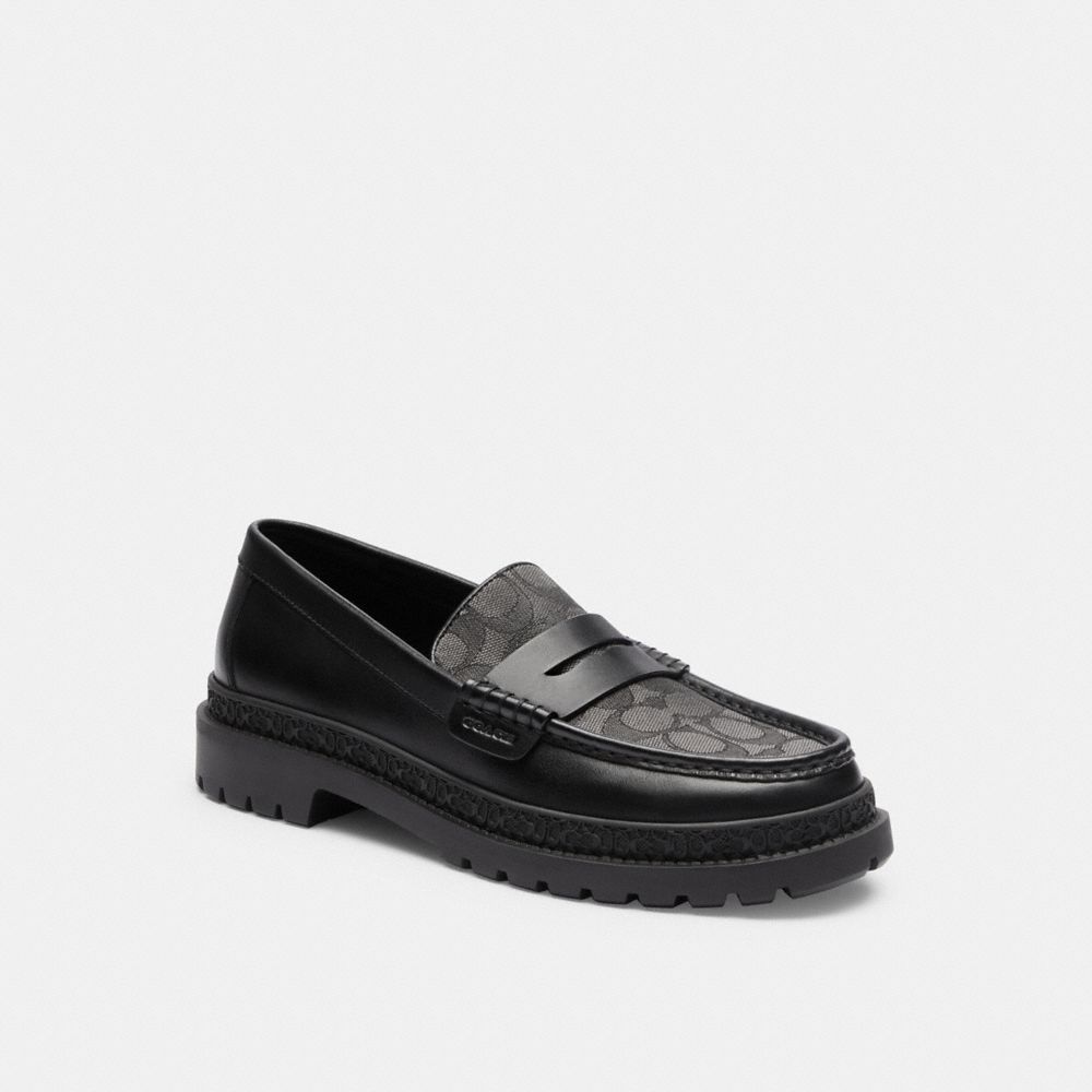 CC833 - Loafer With Signature Jacquard And Signature Coin Black