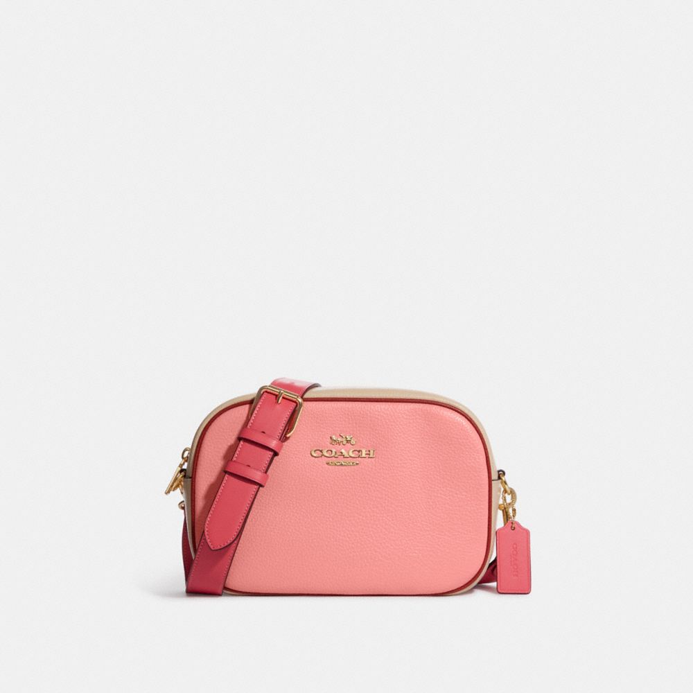 COACH CC853 Jamie Camera Bag In Colorblock Gold/Candy Pink Multi