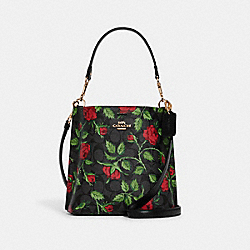 COACH CC876 Mollie Bucket Bag 22 In Signature Canvas With Fairytale Rose Print IM/GRAPHITE/RED MULTI
