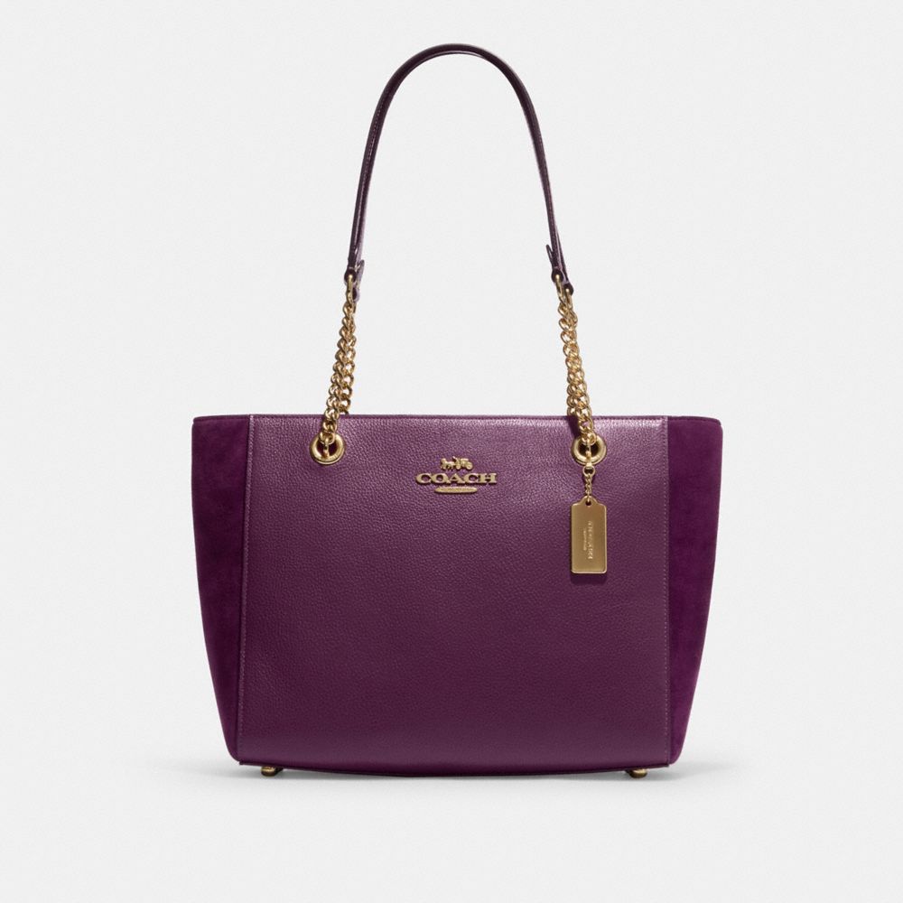 COACH CC879 Cammie Chain Tote GOLD/BOYSENBERRY