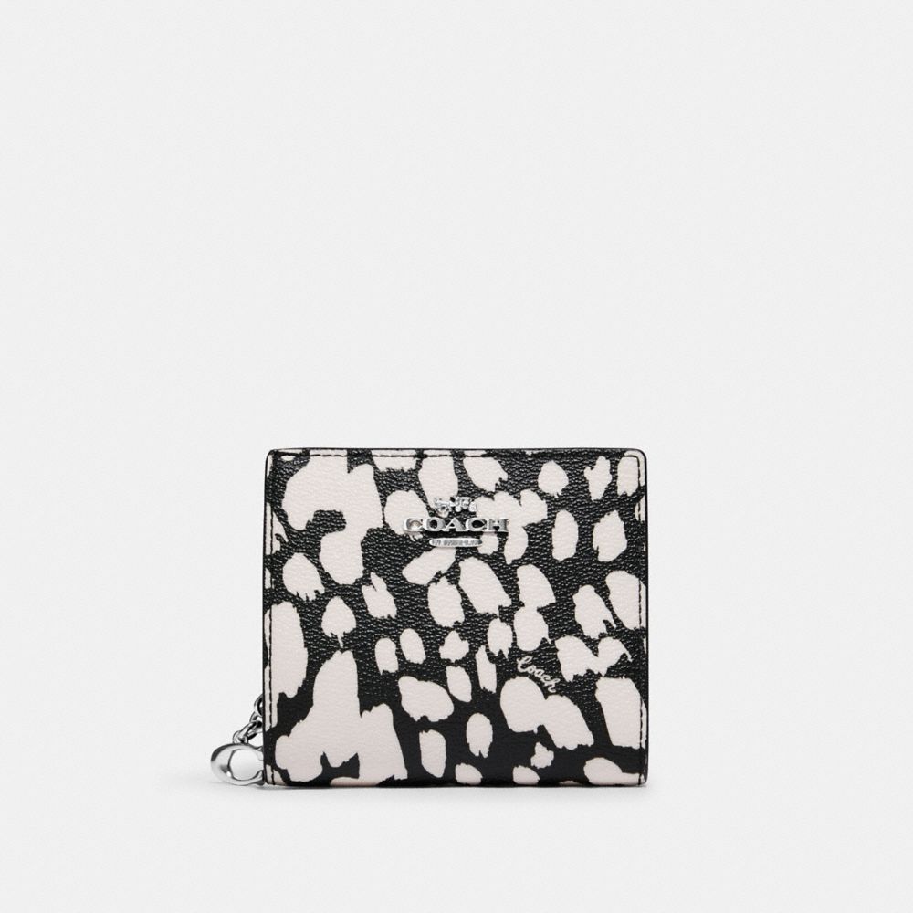 Snap Wallet With Spotted Animal Print - CC886 - SV/Black/Chalk Multi