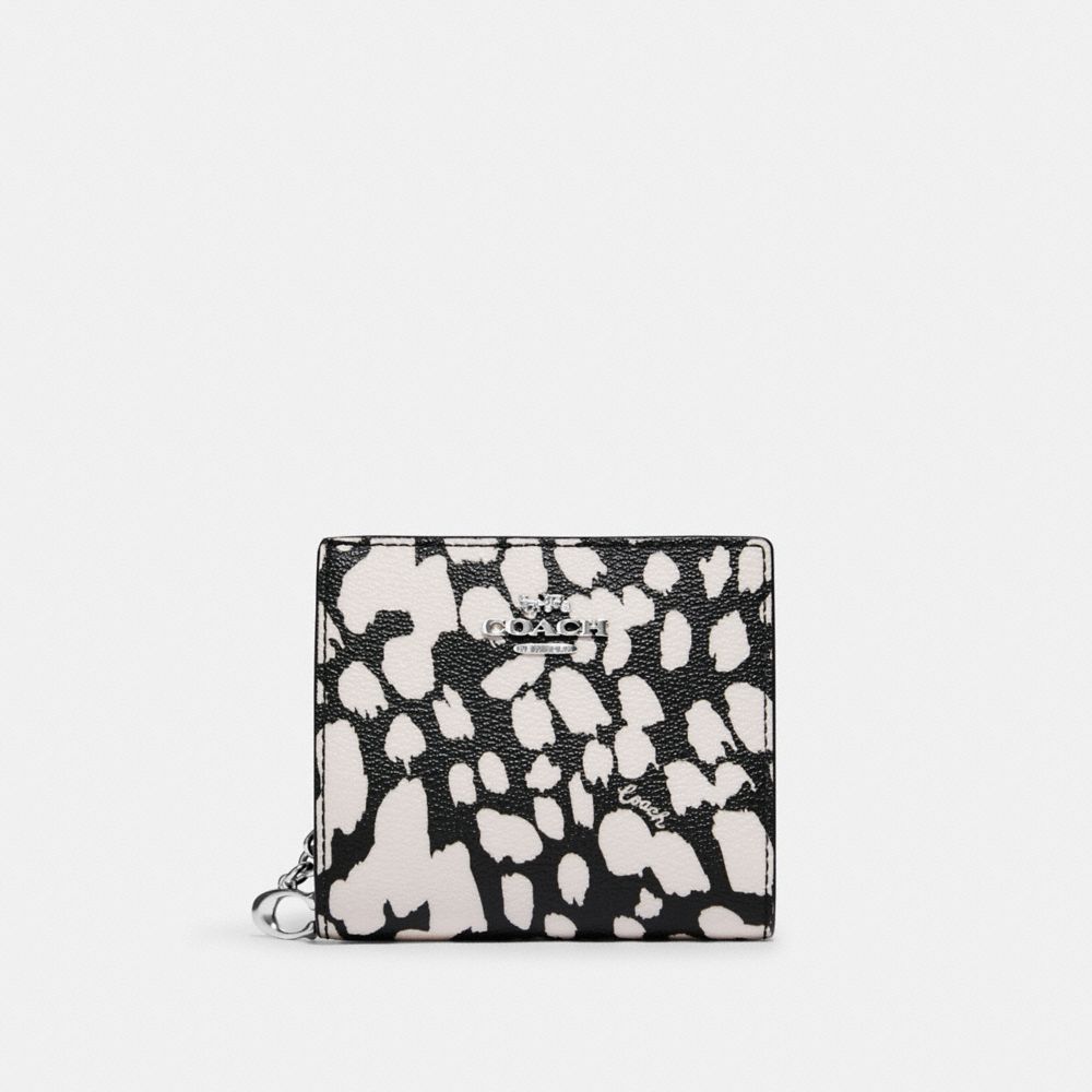 COACH CC886 Snap Wallet With Spotted Animal Print SV/BLACK/CHALK MULTI