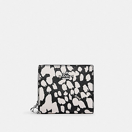 COACH CC886 Snap Wallet With Spotted Animal Print SV/Black/Chalk-Multi