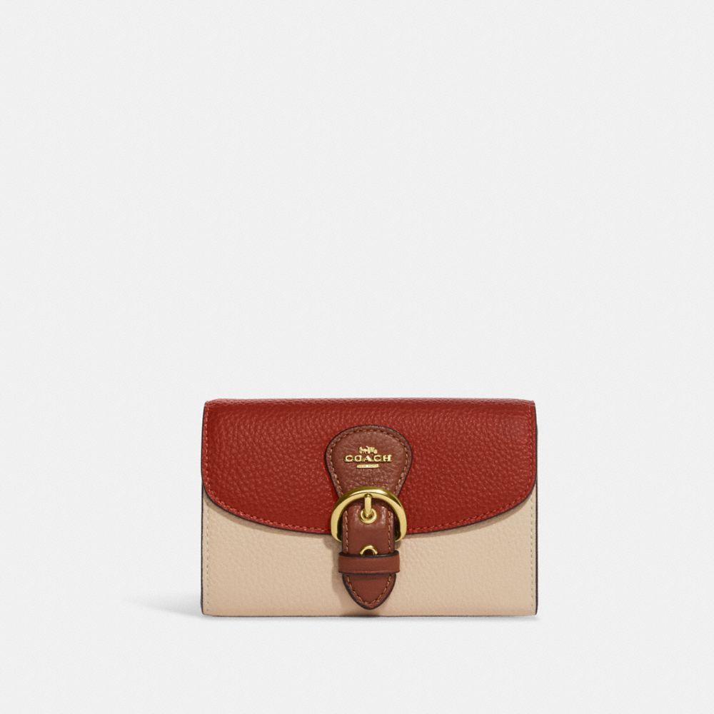 COACH CC918 Kleo Wallet In Colorblock IM/Red Sand Multi