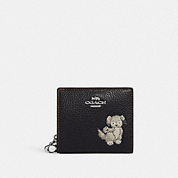 Snap Wallet With Happy Dog - CC920 - Silver/Black Multi