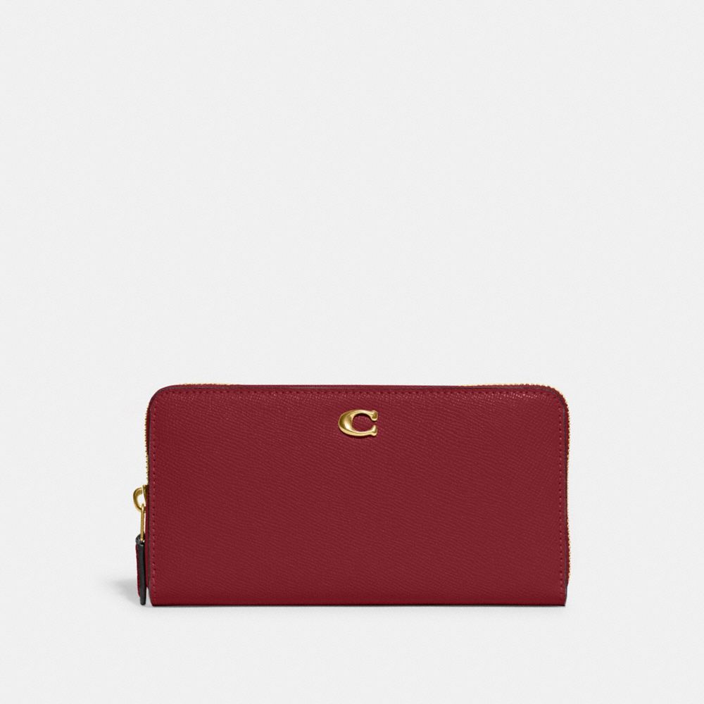 COACH CC953 Accordion Zip Wallet Brass/Cherry