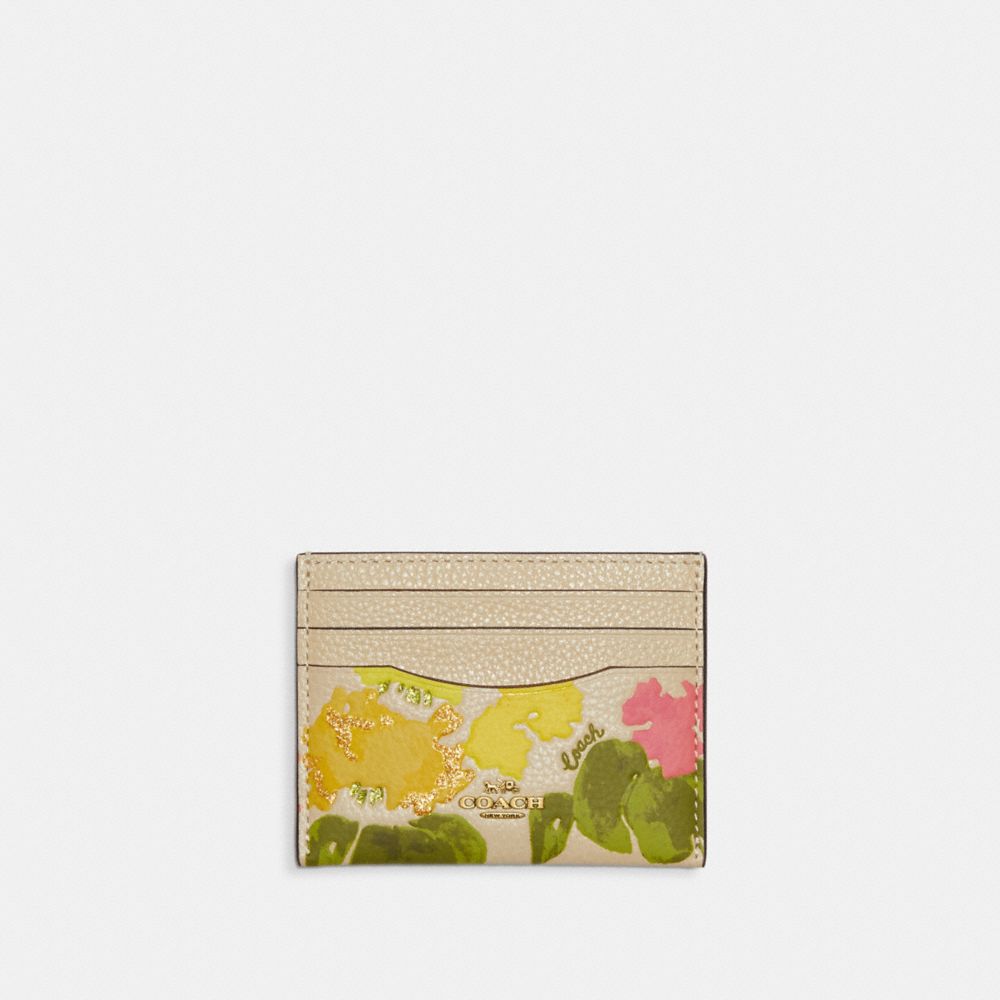 Card Case With Floral Print - CC954 - Brass/Multi