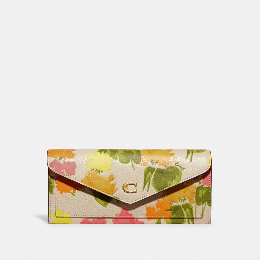CC962 - Wyn Soft Wallet With Floral Print Brass/Multi