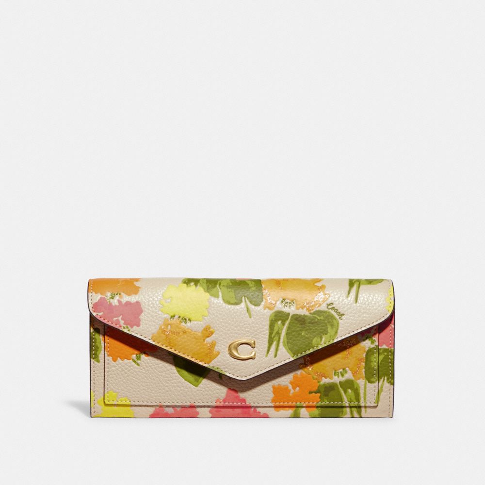 COACH CC962 Wyn Soft Wallet With Floral Print BRASS/MULTI