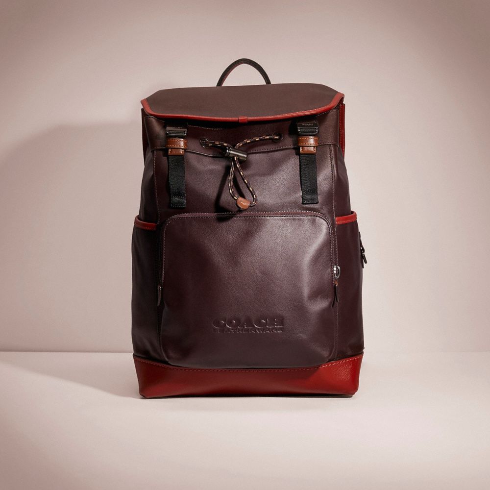 CC996 - Restored League Flap Backpack 
In Colorblock Black Copper/Oxblood