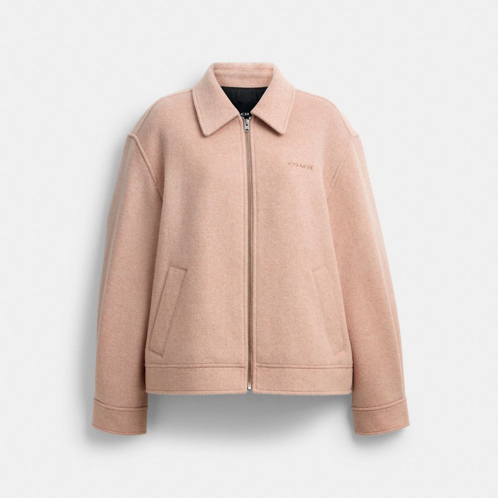 Zip Front Wool Jacket - CCA23 - Blush