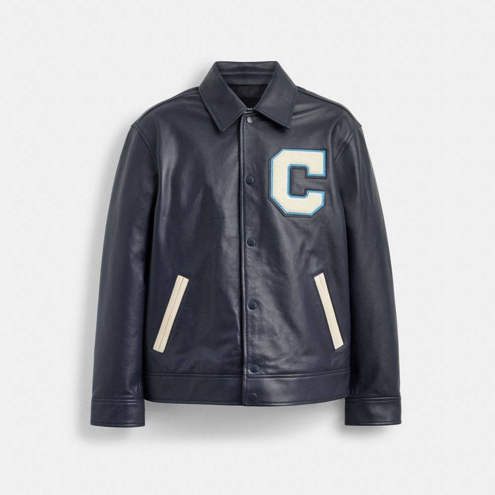 COACH&reg;,Leather Varsity Jacket,,Front View