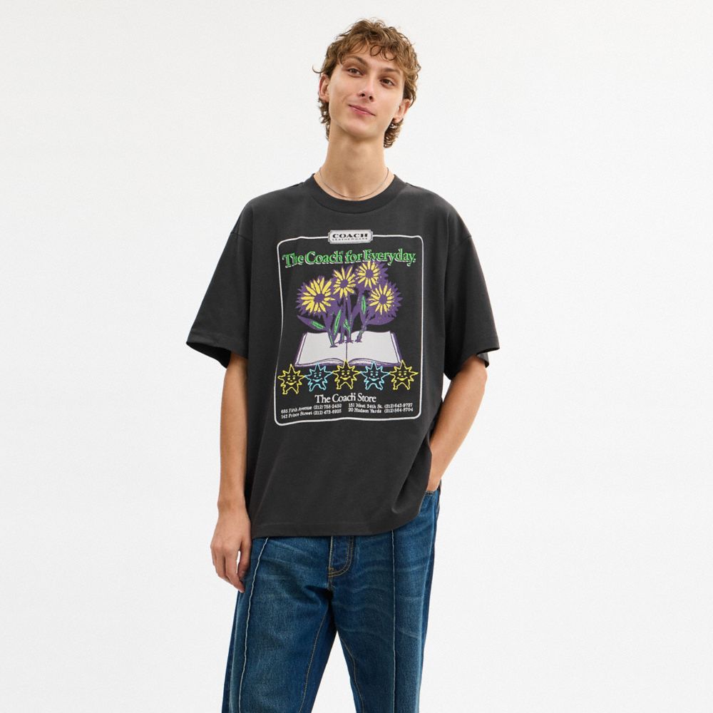 棉質COLLAGE FLOWER圖案休閒T恤