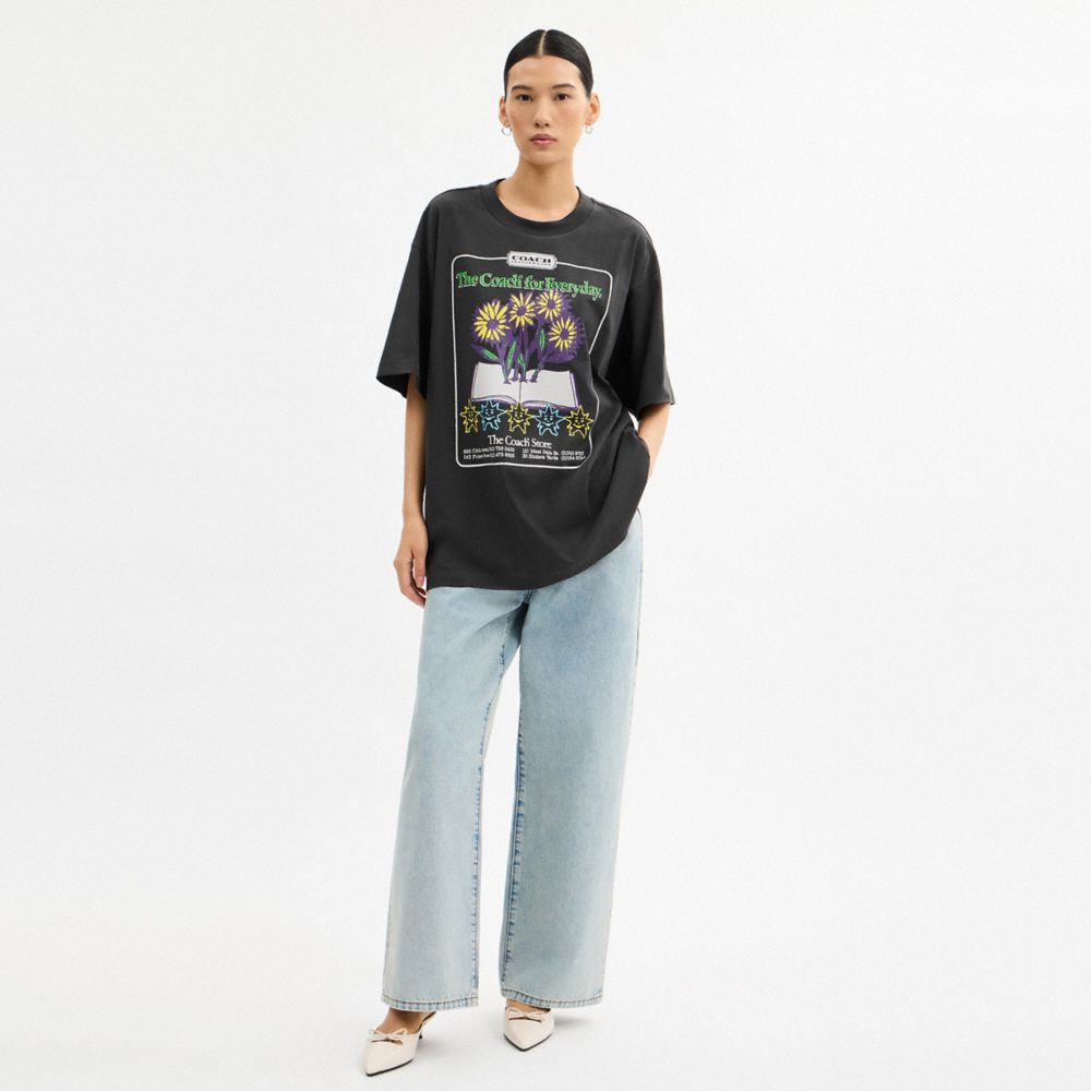 棉質COLLAGE FLOWER圖案休閒T恤