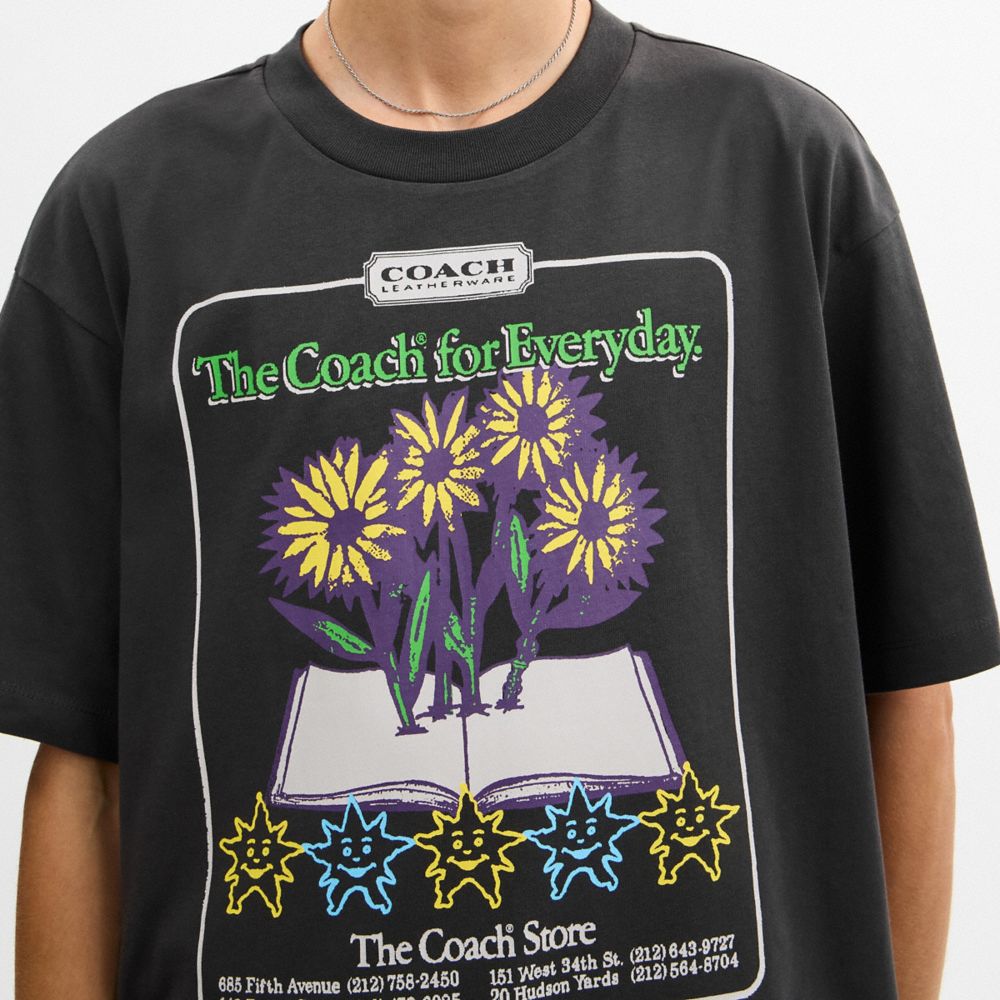 棉質COLLAGE FLOWER圖案休閒T恤