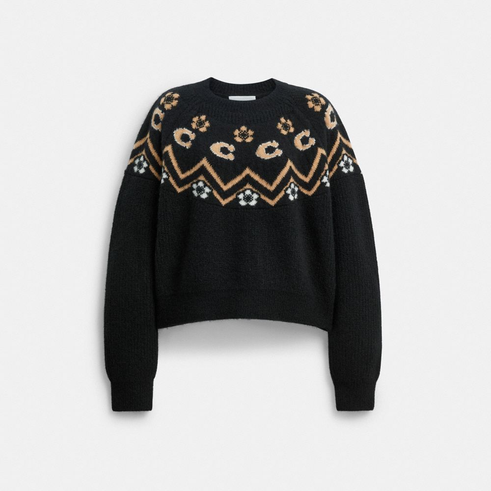 Signature Fairisle Crewneck Sweater - CCA82 - Black