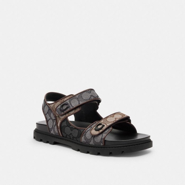 PLATFORM SANDAL IN SIGNATURE JACQUARD