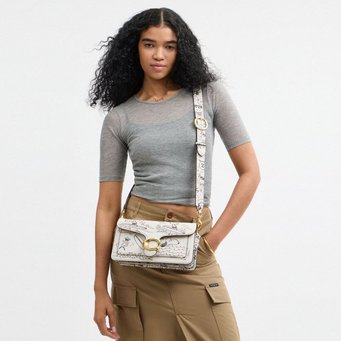 COACH X PEANUTS NEWSPAPER PRINT TABBY SHOULDER BAG 26