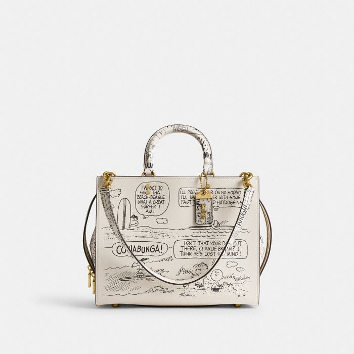 COACH X PEANUTS NEWSPAPER PRINT ROGUE BAG