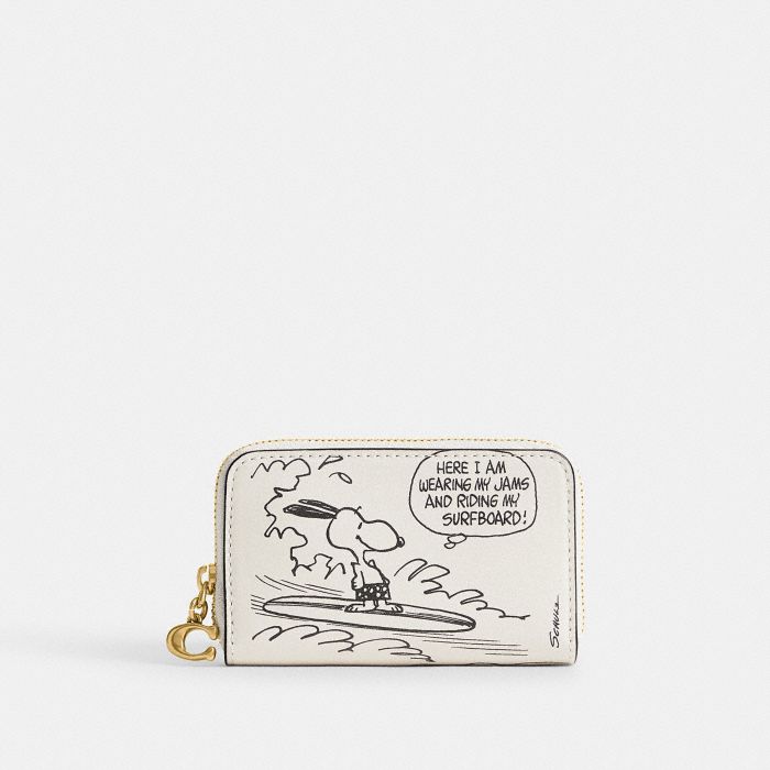PEANUTS NEWSPAPER PRINT SMALL ZIP AROUND CARD CASE