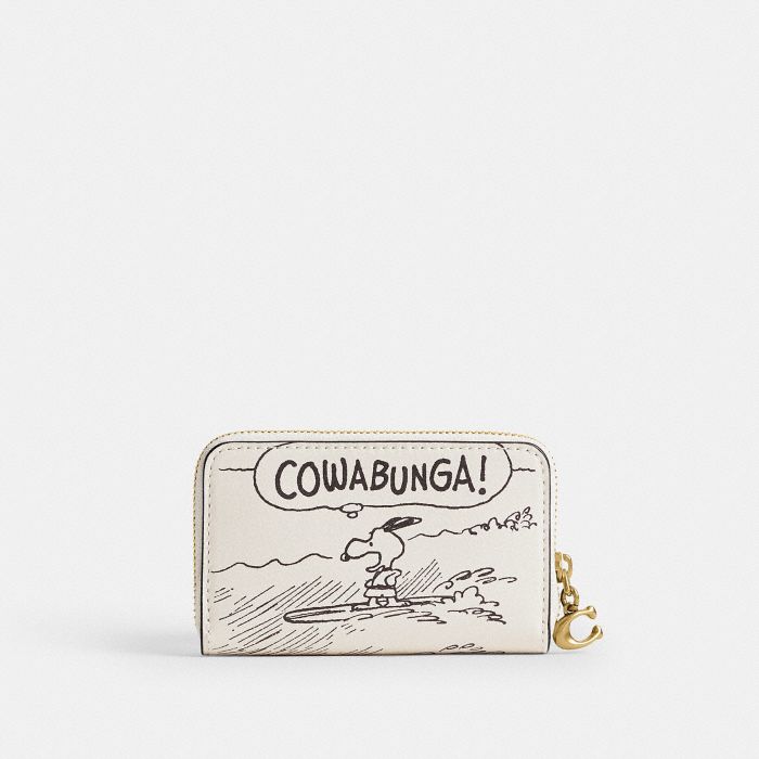 PEANUTS NEWSPAPER PRINT SMALL ZIP AROUND CARD CASE