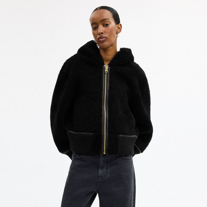 REVERSIBLE SHEARLING HOODIE
