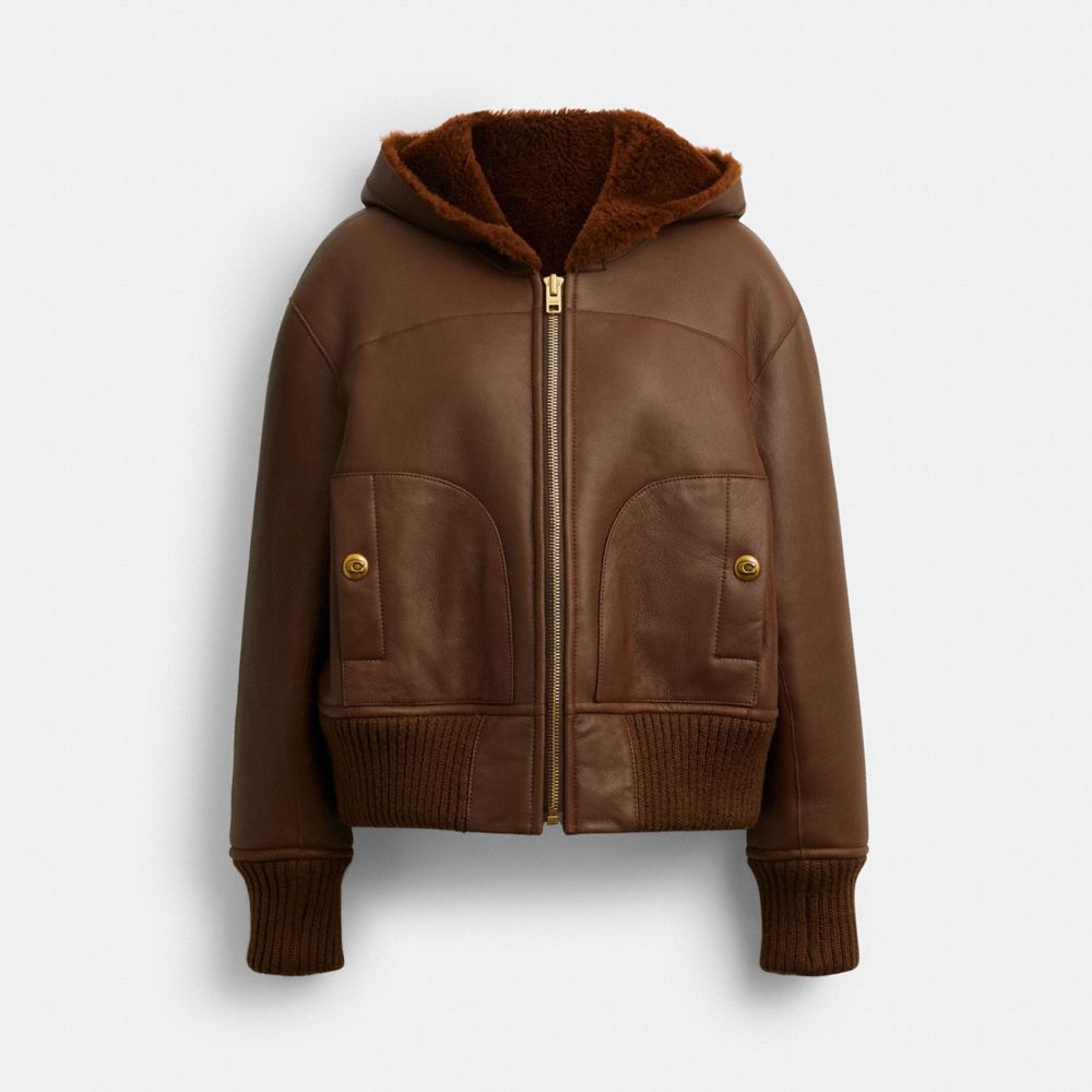 Reversible Shearling Hoodie - CCB40 - Brown