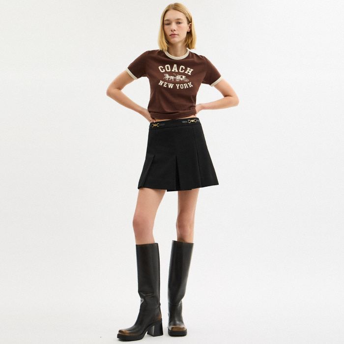 SCULPTED C PLEATED SKIRT IN RECYCLED POLYESTER