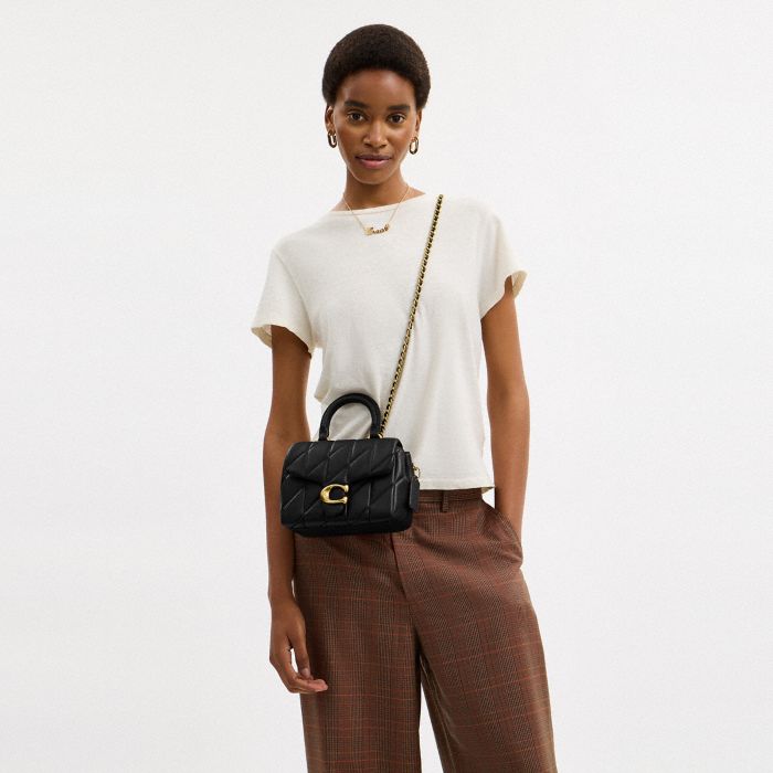 TABBY 絎縫裝飾 頂部手提把手袋