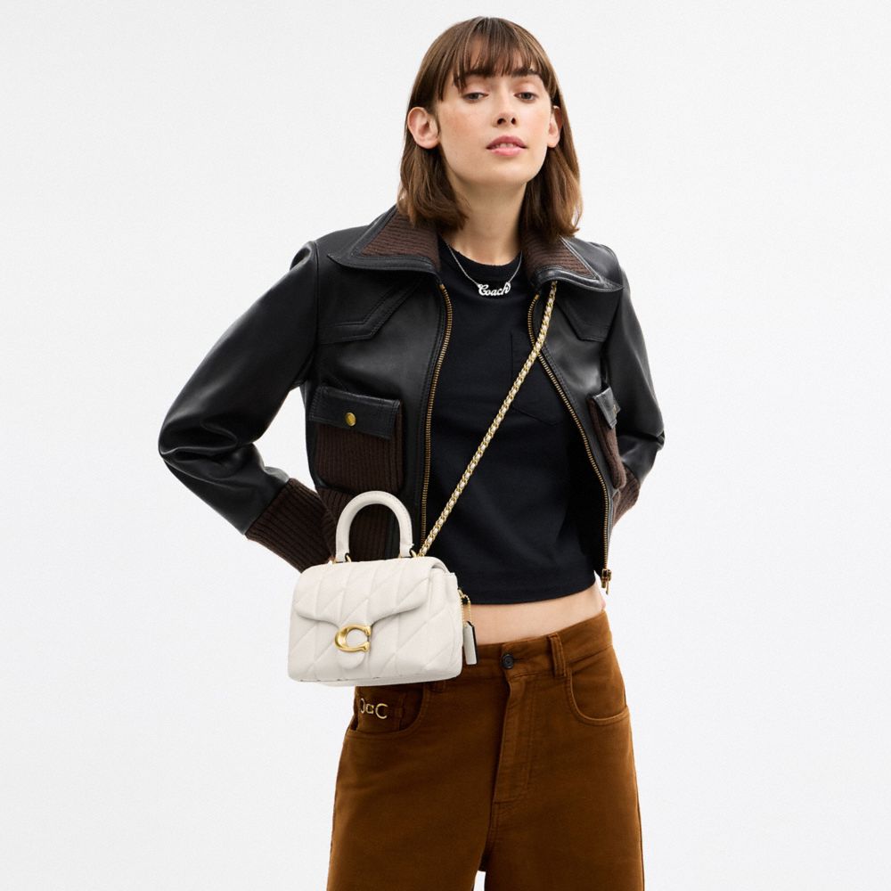 絎縫裝飾TABBY頂部手提把手包