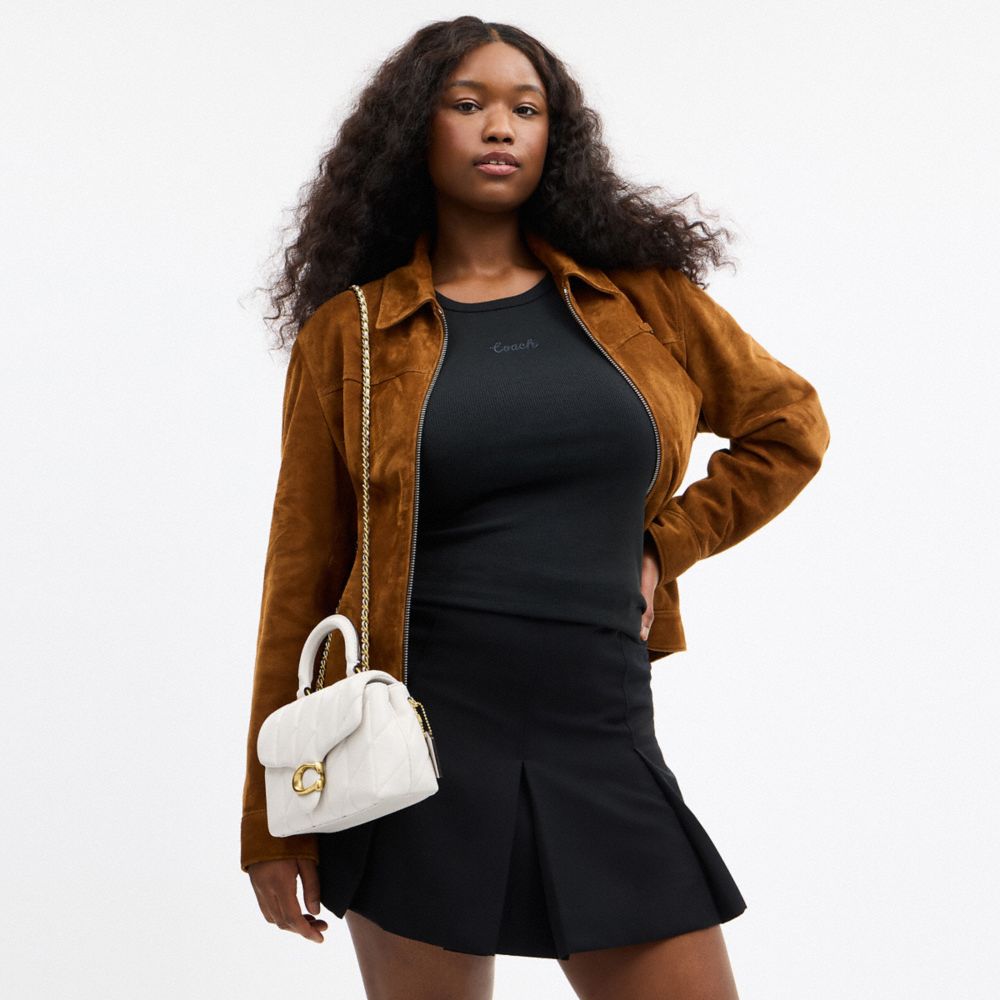 絎縫裝飾TABBY頂部手提把手包