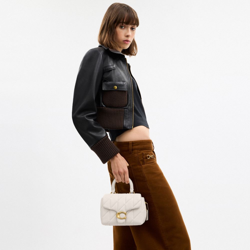 絎縫裝飾TABBY頂部手提把手包